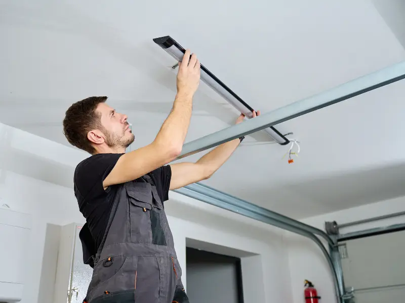 Automated garage door motor installed in a residential double garage