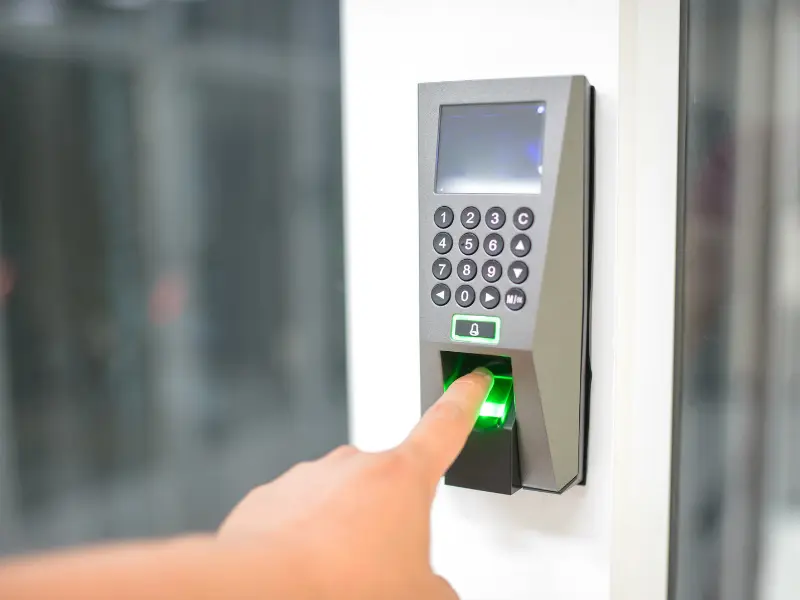 Biometric fingerprint reader installed for identity-verified access